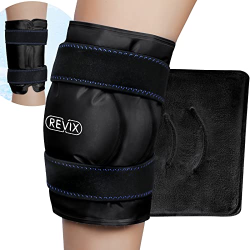 REVIX XL Ice Pack for Knee Replacement Recovery, Ice Wrap with Cold Compression for Discomfort and Fatigue, Gel Cold Pack Wrap Around Entire Knee, Promoting Flexibility and Mobility - size: XL, style: Black-XL