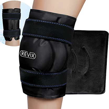 REVIX XL Ice Pack for Knee Replacement Recovery, Ice Wrap with Cold Compression for Discomfort and Fatigue, Gel Cold Pack Wrap Around Entire Knee, Promoting Flexibility and Mobility - size: XL, style: Black-XL