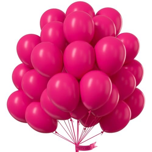 PartyWoo Hot Pink Balloons 101pcs Magenta Fuchsia Color 12 Inch - color: Red-3083