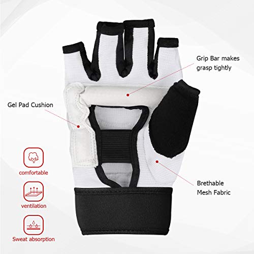 Punch Bag Training Gloves, LangRay MMA Grappling Gloves for Sparring Martial Arts Boxing Training for Adults and Kids - size: Large, style: Taekwondo White