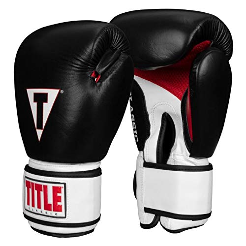 TITLE Boxing Classic Leather Super Bag Gloves 2.0 - Boxing Gloves, Punching Bag Gloves, Kickboxing Gloves, Punching Gloves, Heavy Bag Gloves, Boxing Gloves Men, Boxing Gloves Women, Boxing Equipment - color: Black/White/Red, size: Youth