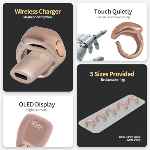 XG.&co Zikr Smart Ring,Adjustable Ring Finger Counter, Tasbeeh Counters, Prayer Direction Indicator Guide,5 Azan Alarm Clock, APP Support Eid al-Fitr Eid Muslims (Rose Gold Faith+) - style: Rose Gold 16 18 20 22 24mm