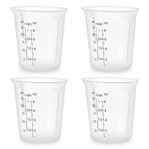 1Cup/250ml Silicone Measuring Cups 4-Pack Set, Reusable 8oz Silicone Cups Set for Prepping Cooking Baking, Melting Butter Chocolate Dishwasher Microwave Safe Baking Supplies - color: 4*250ml