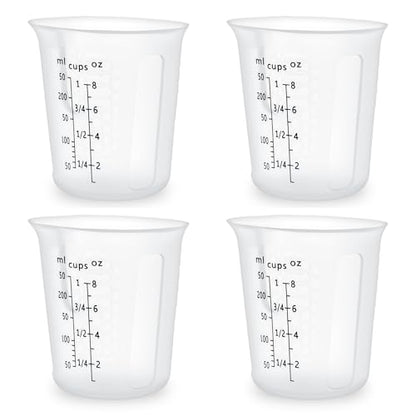 1Cup/250ml Silicone Measuring Cups 4-Pack Set, Reusable 8oz Silicone Cups Set for Prepping Cooking Baking, Melting Butter Chocolate Dishwasher Microwave Safe Baking Supplies - color: 4*250ml