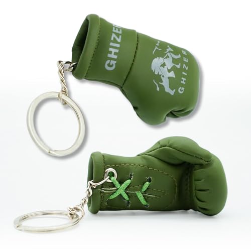 Mini Boxing Gloves Keychain (1 pcs) Premium PU Leather, Sports Lover Gift, Bag Accessory, Car Hanging for Men & Women - color: Army Green