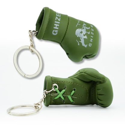 Mini Boxing Gloves Keychain (1 pcs) Premium PU Leather, Sports Lover Gift, Bag Accessory, Car Hanging for Men & Women - color: Army Green