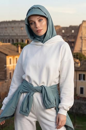 Aisha's Design Full Coverage Cotton Bonnet Hijab with Visor Modest Underscarf Bonnet - color: Dark Mint