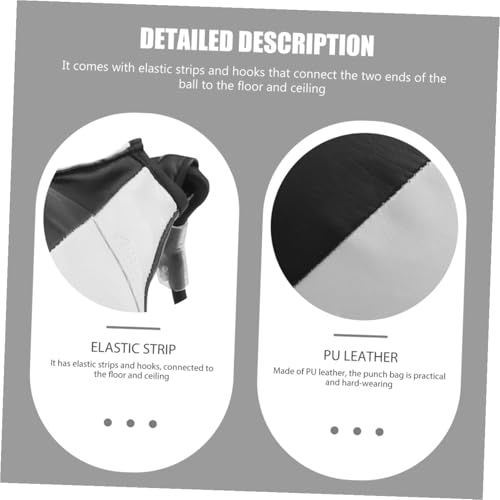 PU Leather Boxing Ball Double End Floor to Ceiling Punching Bag for Adults MMA Training with Elastic Strips and Hooks Inflatable Reflex Speed Bag for Home Gym Workout