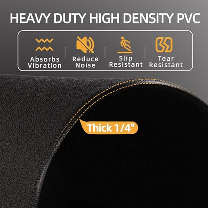 Fitvids High Density 1/4-Inch Thick Gym Equipment Mat, Non-Slip Floor Protection for Heavy Exercise, Treadmill and Bike Mat in Multiple Sizes - size: 30" x 60" (2.5 x 5FT)