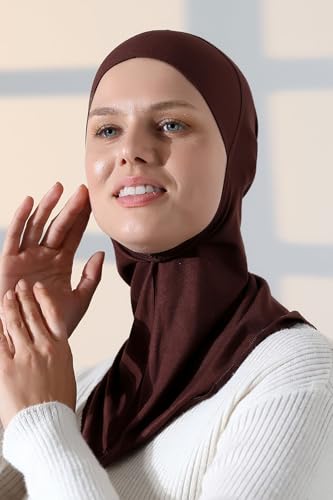 ihvan online, Hijab Undercap, Full Neck Coverage Under Scarf Hijabs, Head Coverings for Women, Muslim Stretchy Sports Turban - color: Light Brown