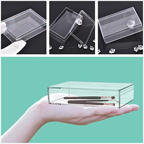 Acrylic Box for Candy Clear Display Boxes Rectangle Box with Lid 2 Pieces Plastic Jewelry Storage Box for Birthday Wedding Party - size: 4.3 x 2.8 x 1 Inch