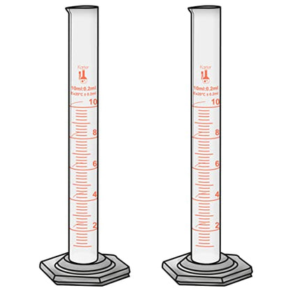 10ml Graduated Cylinder, Borosilicate 3.3 Glass, Single Metric Scale, Karter Scientific 246F7 (Pack of 2) - size: 10ml, style: Pack of 2