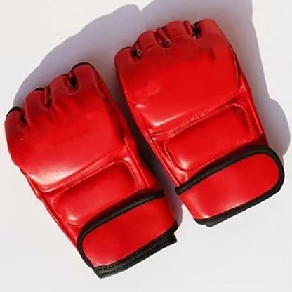 Unisex MMA Gloves, Half Finger Kickboxing Gloves with Open Palm Design for Fighting Training Muay Thai Boxing, Red