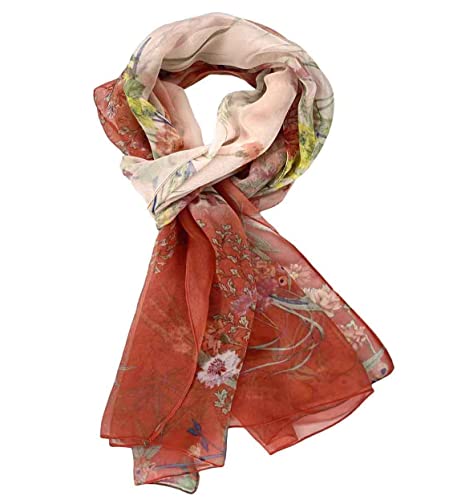 Xyueanlo Scarfs for Women Lightweight Scarves Fashion Print Floral Pattern Scarf Shawls - color: F-red