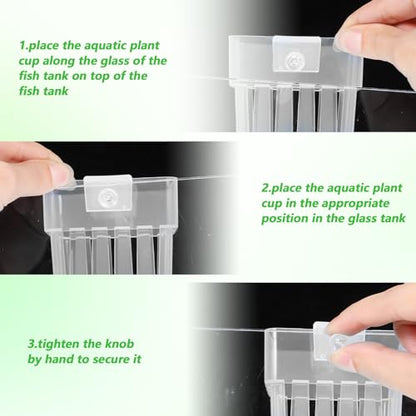 6 Pcs Aquarium Plant Holders, Hanging Aquatic Planter Cups with Hole, Adjustable Acrylic Fish Tank Plant Pot, Aquarium Plant Holder for Fish Tank Aquaponic Plant Cultivation and Aquascape Decorations