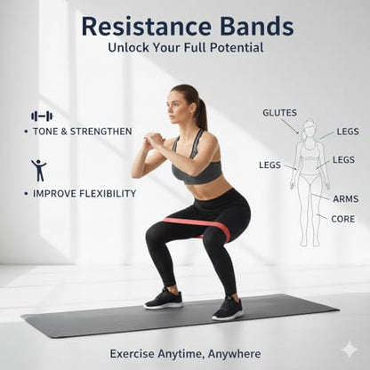 Resistance Bands Set for Workout – 5 Pack Durable Loop Exercise Bands for Strength Training, Physical Therapy, Yoga, Pilates – Non-Slip Home Gym Fitness Bands for Men & Women Bag - Carry Bag Included