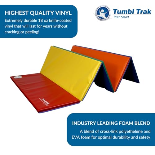 Tumbl Trak Gymnastics Folding Tumbling Panel Mat - color: Primary Rainbow, size: 5'x10'x2"
