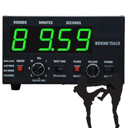 Classic Boxing Interval Timer, Professional Gymnastics Timer with LED Display, 1-12 Challenge Rounds and Adjustable Buzzer, Interval Timer for Workout, Gym Timer, Boxing Equipment Green - color: Green