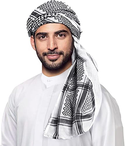 HOMELEX Keffiyeh Arab Head Scarf for Men Sheikh Muslim Turban Saudi Dubai Headwear - color: Black