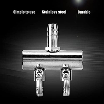 Aquarium Air Valve, Air Splitter Aquarium Tubing Connectors, Steel Aquarium Air Pump Accessories, Aquarium Aalve Aplitter for Fish Tank Air Pumps (8 to 4mm Two-Hole Splitter Head) - size: 8 to 4mm two-hole splitter head