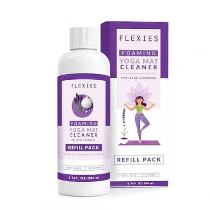 Flexies Foaming Yoga Mat Cleaner Refill Pack | Plant-Based Foaming Spray | Deep Cleans Yoga and Pilates Mats, 6.76 fl oz, Lavender - color: Refill Lavender