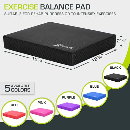 ProsourceFit Exercise Balance Pad, Non-Slip Cushioned Foam Mat & Knee Pad for Fitness and Stability Training, Yoga, Physical Therapy - color: Black, size: L - (15.5" x 12.75")