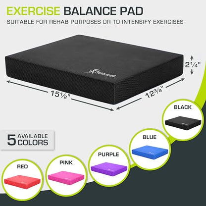 ProsourceFit Exercise Balance Pad, Non-Slip Cushioned Foam Mat & Knee Pad for Fitness and Stability Training, Yoga, Physical Therapy - color: Black, size: L - (15.5" x 12.75")