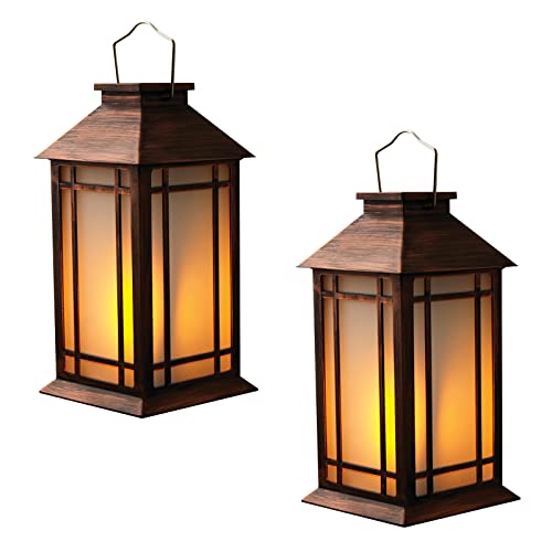 Bdor 13 Inch Outdoor Decorative Lanterns with LED Candle Timer 2 Pack Brown - color: Gold
