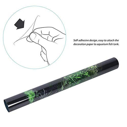 GLOGLOW Aquarium Background Sticker, Aquarium Seafloor Water Grass Background PVC Adhesive Landscape Image Fish Background Poster Sticker (91×50cm) - size: 91×50cm