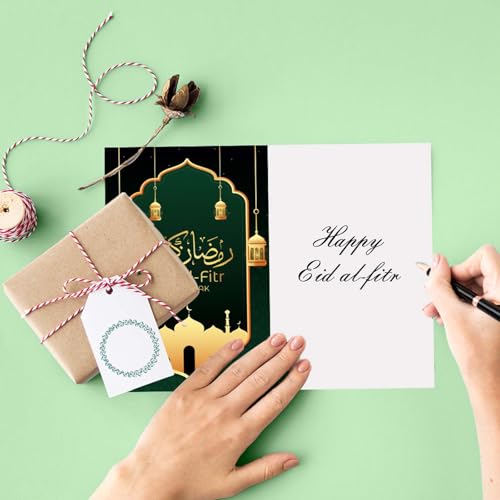 Qpout 12 Pack Eid Mubarak Greeting Cards with Envelopes & Stickers Perfect for Ramadan Decorations and Muslim Celebrations