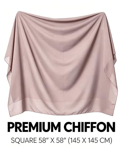 Lina & Lily Premium Chiffon Hijab Head Scarf Shawl Wrap for Muslim Women Square 58'' x 58'' - color: Nude