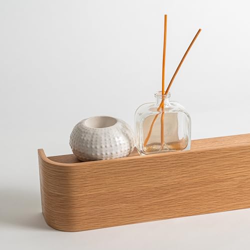 Kazai. Wall-Mounted Coat Rack 'Toke' - Modern Design Coat Rack with Hidden Wall Hooks - Solid Wood Veneer Panel Coat Hanger - Oak - color: Oak, size: 8 Hooks