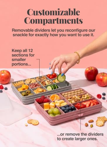 melii Snackle Box | 12-Compartment Divided Snack Container, BPA-Free Food Storage, Removable Dividers, Perfect for Kids Snacks, Arts & Crafts, Beads, and Kitchen Organization (Sage) - color: Sage