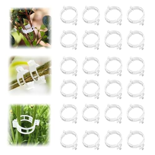 Secured Plastic Plant Clip, 2025 Upgrade Plant Support Clips Reusable Garden Clips, Garden Clips for Climbing Plants, Plastic Trellis Clips Tomato Grape Vine Vegetables Plant Fixing Clips (50, White) - color: White