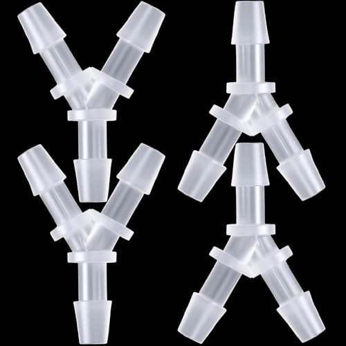 4 Pcs 1/8 Inch Y Shape Splitter Tubing Connectors, Plastic Barb Hose Fitting Tee Shape Tubing Connector, Universal 3 Way Oxygen Splitter Joint Splicer for Air Line Gas Fuel Pipe - White - size: 1/8inch