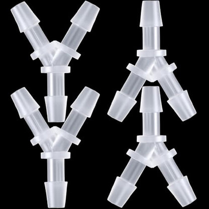 4 Pcs 1/8 Inch Y Shape Splitter Tubing Connectors, Plastic Barb Hose Fitting Tee Shape Tubing Connector, Universal 3 Way Oxygen Splitter Joint Splicer for Air Line Gas Fuel Pipe - White - size: 1/8inch