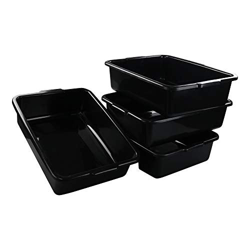 4 Packs Plastic Bus Boxes/Bus Tubs, 13 L Black Commercial Bus Boxes - size: 13 L