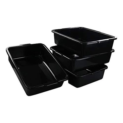 4 Packs Plastic Bus Boxes/Bus Tubs, 13 L Black Commercial Bus Boxes - size: 13 L