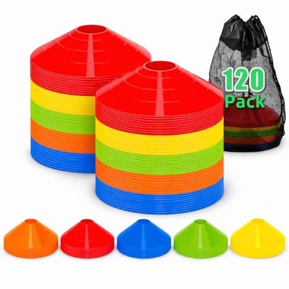 60/120 Pack Agile Soccer Cones with Portable Bags & Brackets,Sports Cones,cones for sports training，soccer cones for training，soccer training equipment，Agile Soccer Cones Used for Football Training - size: B-120 Pack Soccer Cones