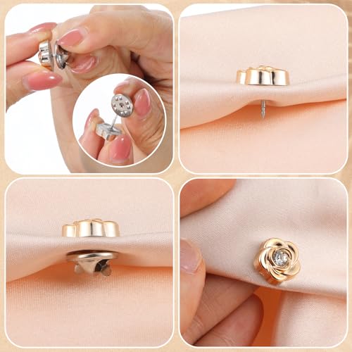 24 Pcs Pearl Crystal Brooch Fashion Sweater Shawl Clips Neckline Safety Pant Waist Pin Dress Shirt Clips for Women Clothes Sweater Shawl Collar Dress Cardigan Shirt Jeans Accessories