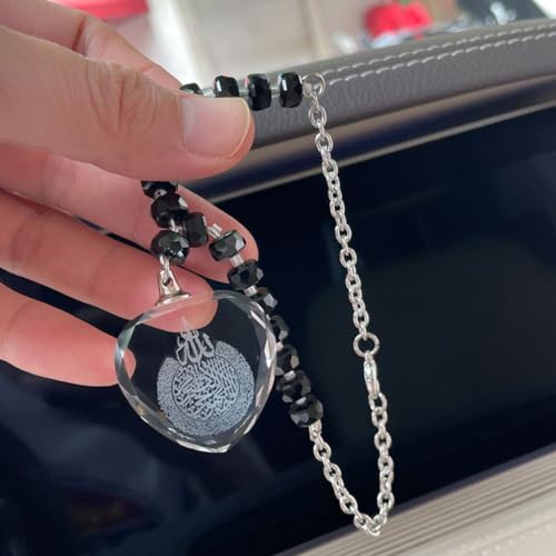 Muslim Ramadan Gift Black Beads Quran AYATUL KURSI Crystal car Hanging car Pendant