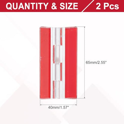 MECCANIXITY Small Acrylic Hinges Plastic Self-Adhesive Clear Hinge 65 x 40mm Continuous Piano Folding Hinges for Aquarium Lid Crafts Display Stand Pack of 2 Transparent - size: 65 x 40mm