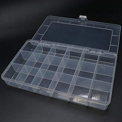 Xiaoyztan 18-Grid Clear Plastic Organizer for Jewelry Beads 2Pcs | 18-grid clear organizer for jewelry, beads, tackle, and small parts - size: 8.0x4.7x1.3 in