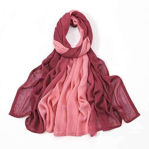 Special Ombre Modal Cotton Hijab Scarf for Women, Graceful Gradient Muslim Head Scarfs - color: Ombre Pink