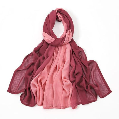 Special Ombre Modal Cotton Hijab Scarf for Women, Graceful Gradient Muslim Head Scarfs - color: Ombre Pink