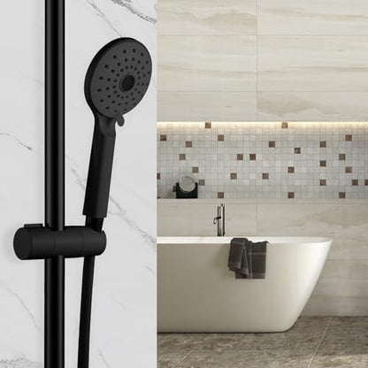 OFFO Shower Head Holder for Slide Bar Adjustable 0.75-1.00 in(19-25mm) O.D, Adjustable Holder for Slide Bar Slider Clamp Bathroom Replacement, 360 Degree Rotation Sprayer Holder, Matte Black - style: Matte Black