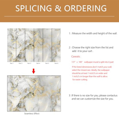 Abstract Marble Background Wall Mural Wallpaper Peel and Stick for Living Room Office 137"x100" - color: ZZ-008, size: 137" x 100"