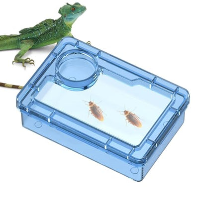 Anti-Escape Crested Gecko Food Dish, Transparent Chameleon Feeding Bowl, Acrylic Reptile Amphibian Habitat Feeders, Pet Supplies, for Tortoise Frog Snake Terrarium Lizard Spider - color: Blue