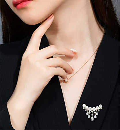 Pearl Brooch Sweater Shawl Clips Faux Rhinestone Pearls Brooch Safety Pin Lapel Pin Badge Dresses Clothing Accessories Jewelry