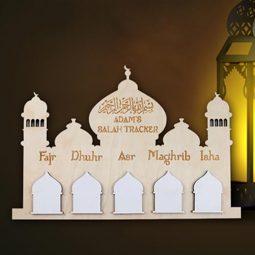 Ramadan Wall Hanging Wooden Calendar Decoration Eid Mubarak Countdown Calendar for Boy Girl Reusable Festive Home Decor for Ramadan and Eid Celebrations